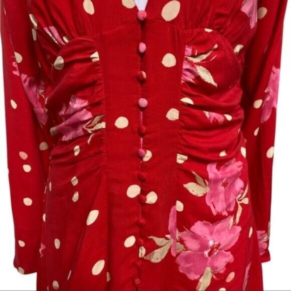 Free People Date Night Mini Dress Size Medium in Strawberry Combo Floral EUC - Picture 6 of 14